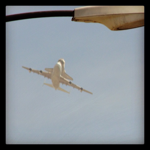 Shuttle fly by over our house.