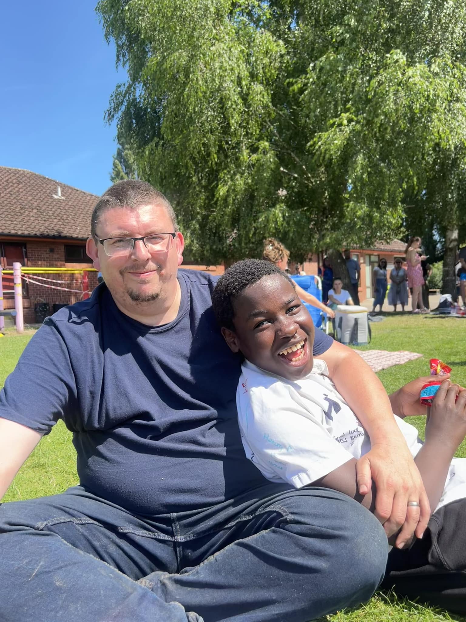 Out in the sun celebrating the big man going up to big school.
